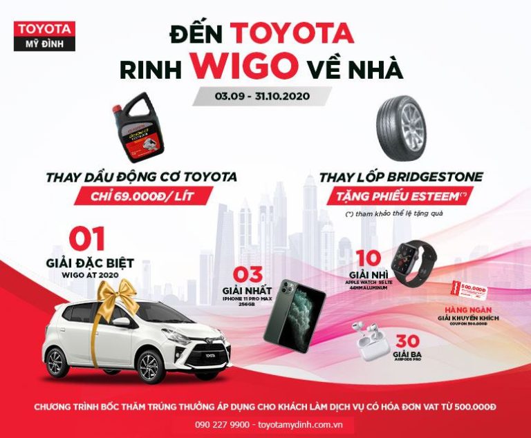 Đi Bảo Dưỡng Xe, Nhận Cơ Hội Trúng Wigo Về Nhà Tại Toyota Mỹ Đình