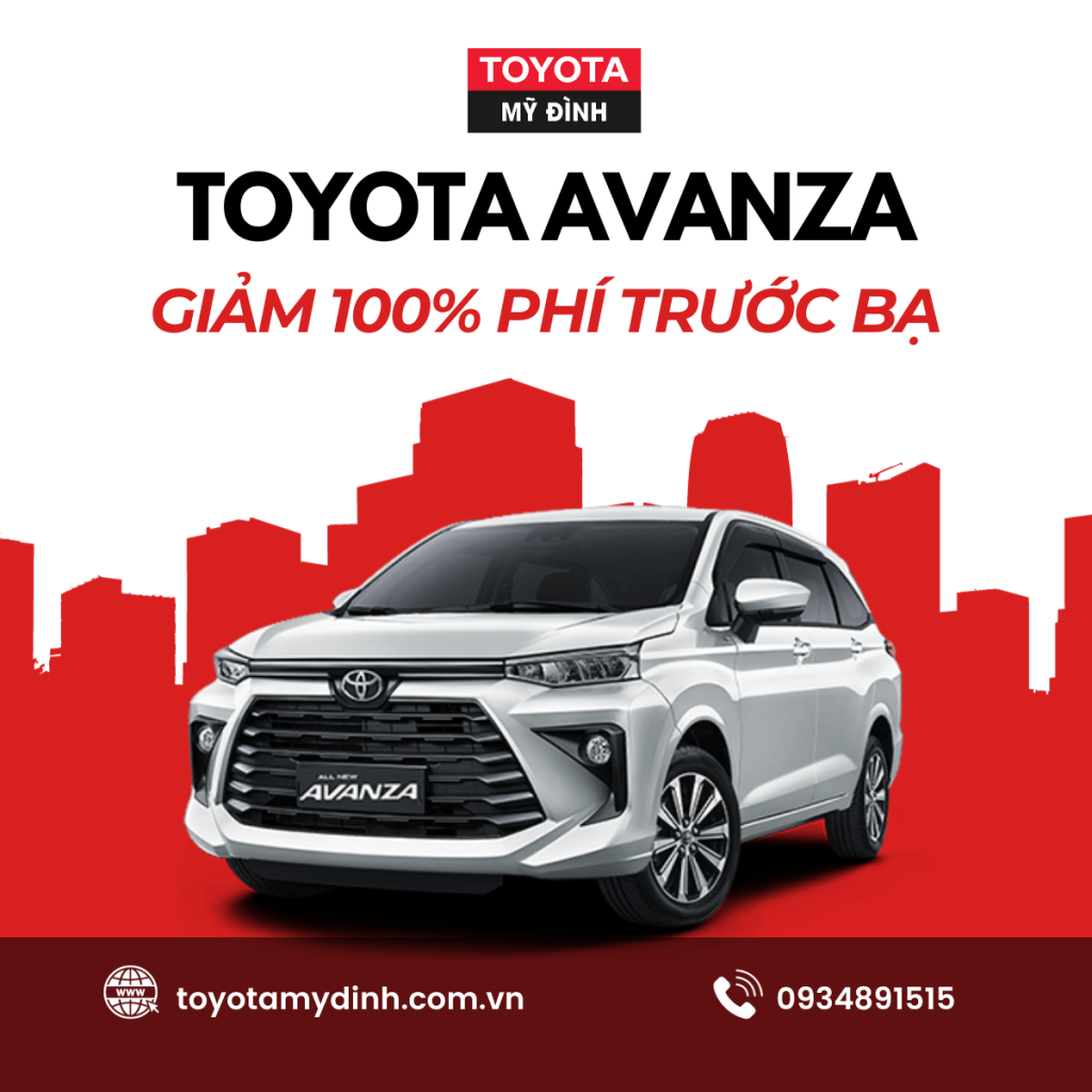 ưu đãi giảm 100% lệ phí trước bạ khi mua Avanza tại Toyota Mỹ Đình