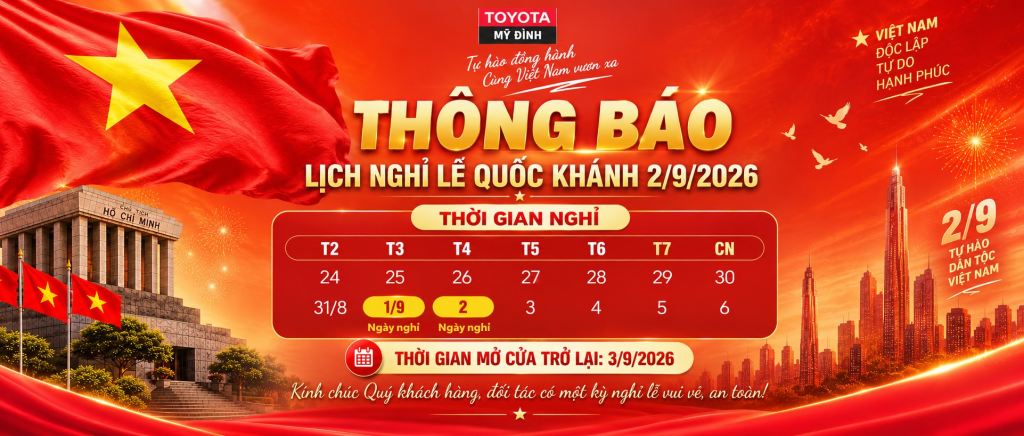 lịch nghỉ 02/09 tại Toyota Mỹ Đình